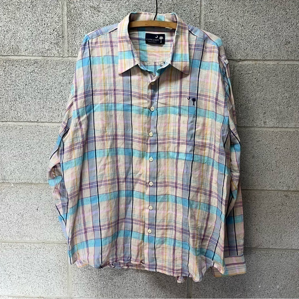M. Dumas & Sons Pastel Plaid Linen Button Down